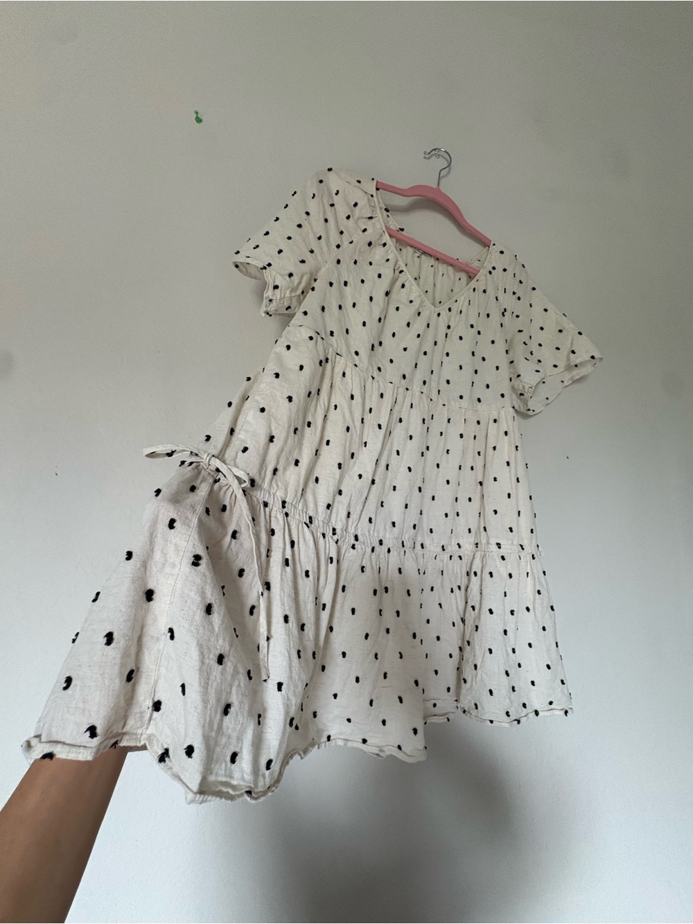 Madewell Polka Dot Tiered Babydoll Mini Dress Line Blend - Picture 2 of 6